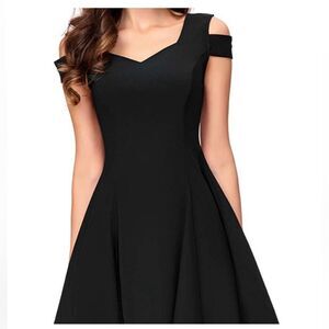 InsNova Fit + Flare Skater style Cold Shoulder Little Black Dress Sz S